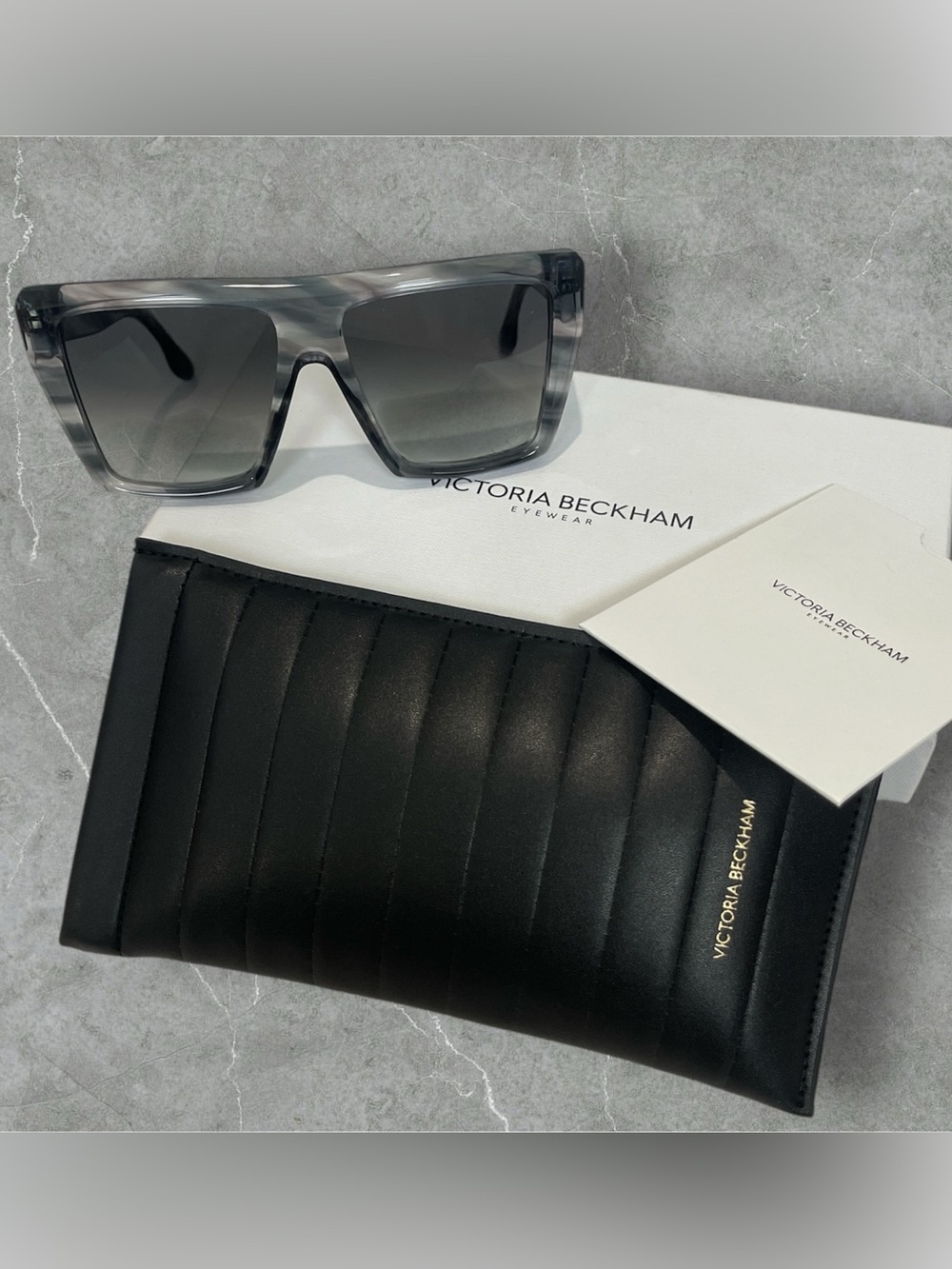 Victoria Beckham Gray Marbled Oversized Sunglasses